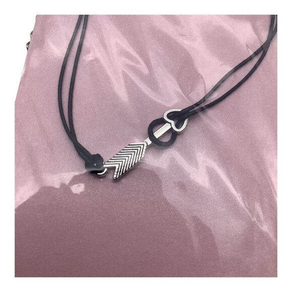 Fashion Jewelry Arrow Heart Black Rope Bracelet Women's Adjustable Sliver Tone - Picture 6 of 6
